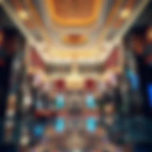Opulent Hotel Lobby in Las Vegas Overview of a luxurious Las Vegas hotel lobby showcasing opulence