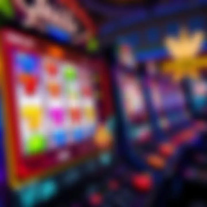 Close-up of a modern slot machine interface demonstrating gameplay mechanics.