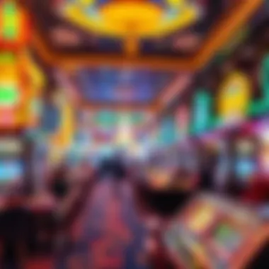 Inside view of a bustling casino floor with gaming tables