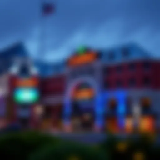 Exterior view of Bristol VA casino at dusk