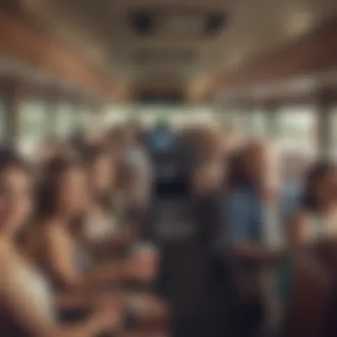 Group enjoying a journey on a charter bus