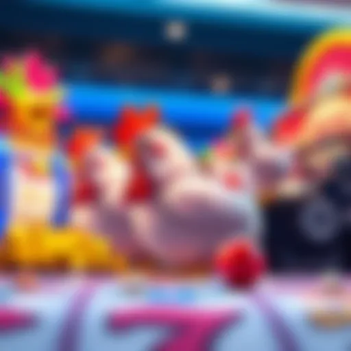 Illustration depicting the vibrant symbols and characters of Chicken Drop slots