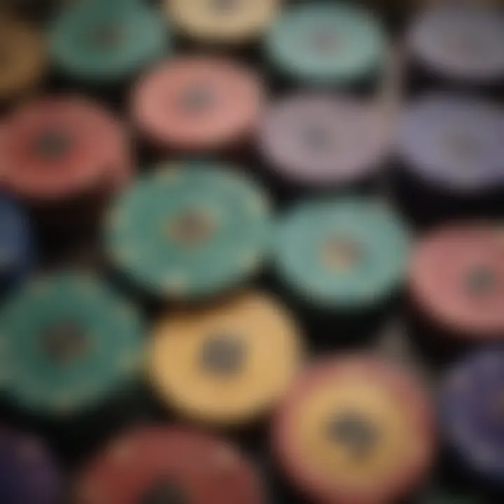 A close-up view of various types of premium clay poker chips