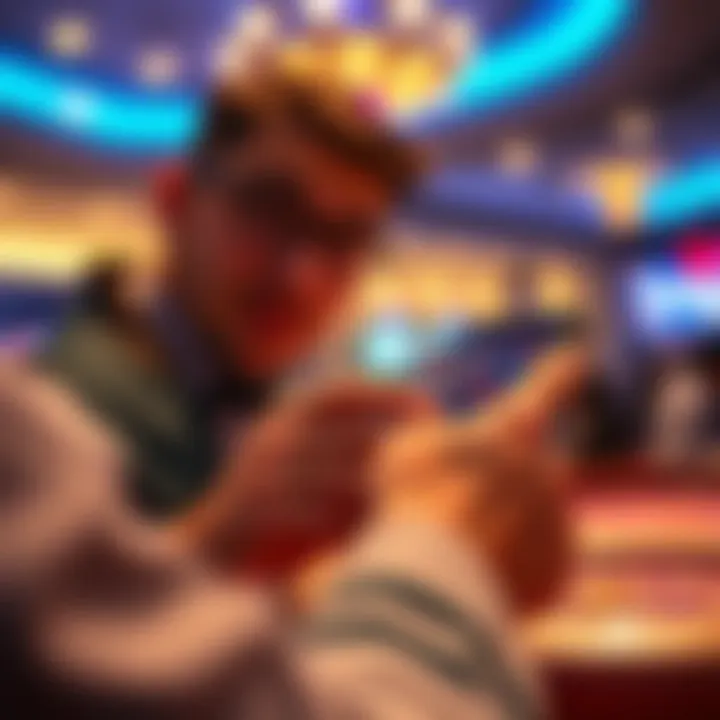 User engaging with a mobile casino application interface