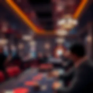 Interior view of the Corunna Poker Room showing game tables and players engaged in action