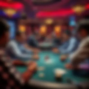 Players strategizing at a poker table in the Corunna Poker Room