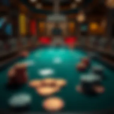 Online poker table setup with cards and chips