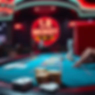 A digital poker table showcasing virtual chips and cards