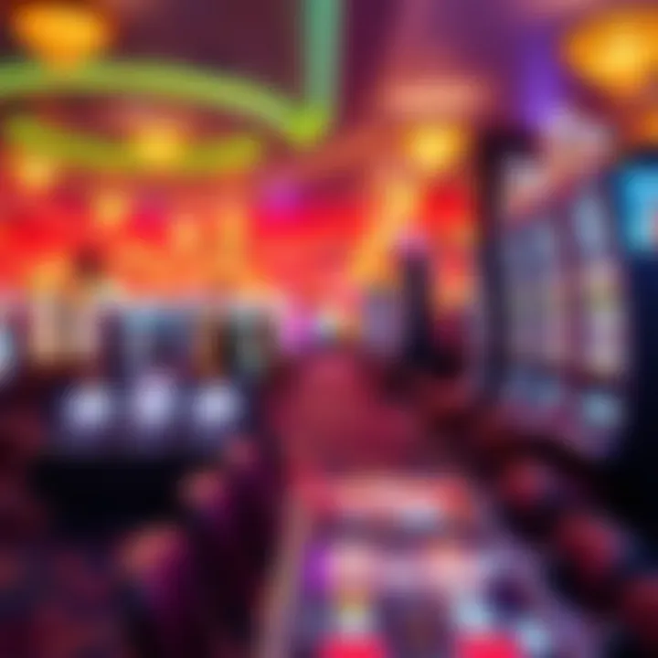 Vibrant casino floor with gaming tables