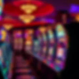 A vibrant display of slot machines at Desert Nights Casino