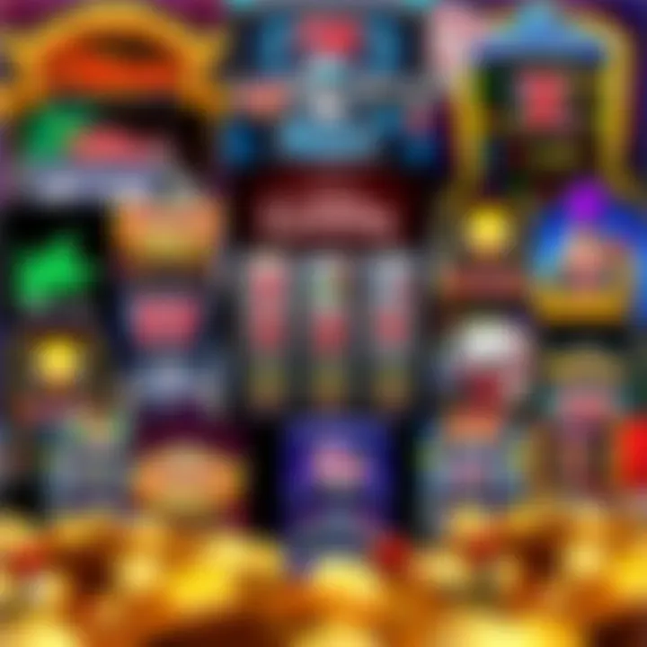 Collage showcasing various themes of video slot games