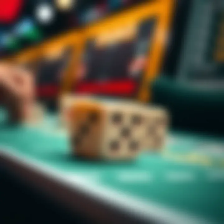 Close-up of dice used in craps games emphasizing chance