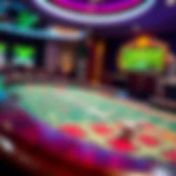 Craps table with vibrant layout showcasing the gameplay