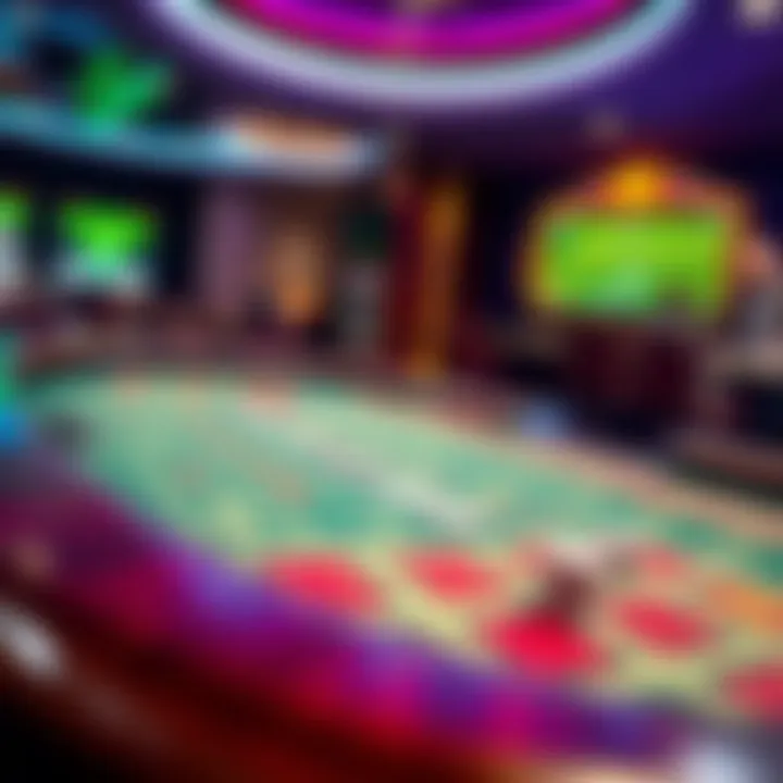 Craps table with vibrant layout showcasing the gameplay