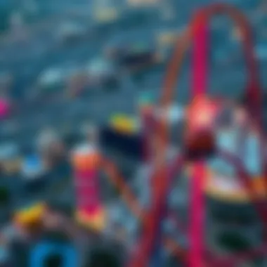 Aerial view of a thrilling roller coaster in Las Vegas
