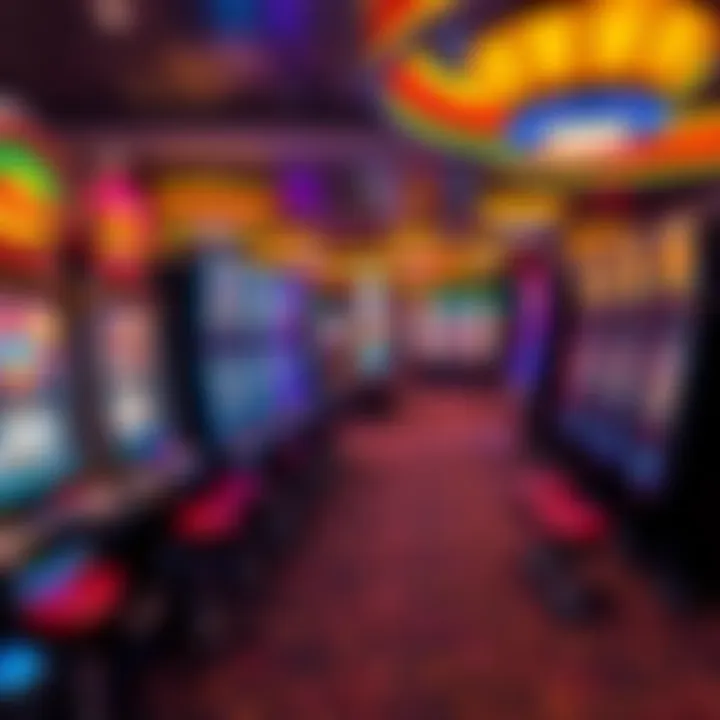 A vibrant gaming floor featuring various slot machines