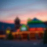 Exterior view of Isle Casino at sunset