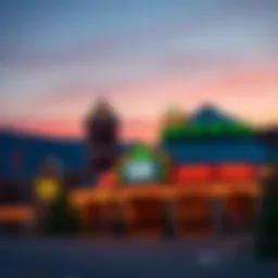 Exterior view of Isle Casino at sunset