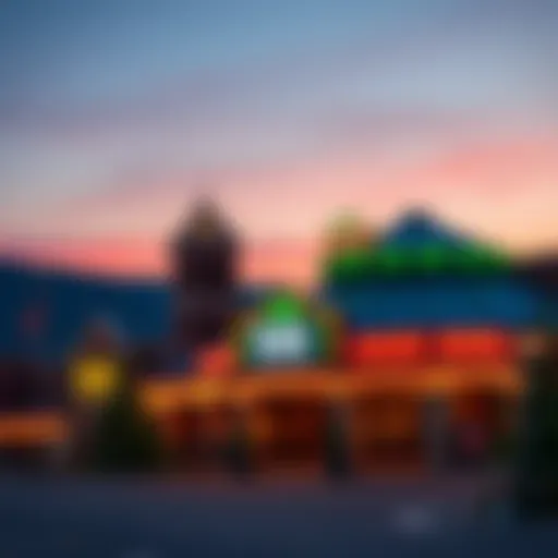 Exterior view of Isle Casino at sunset