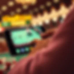 Visual representation of online craps gameplay on a mobile device