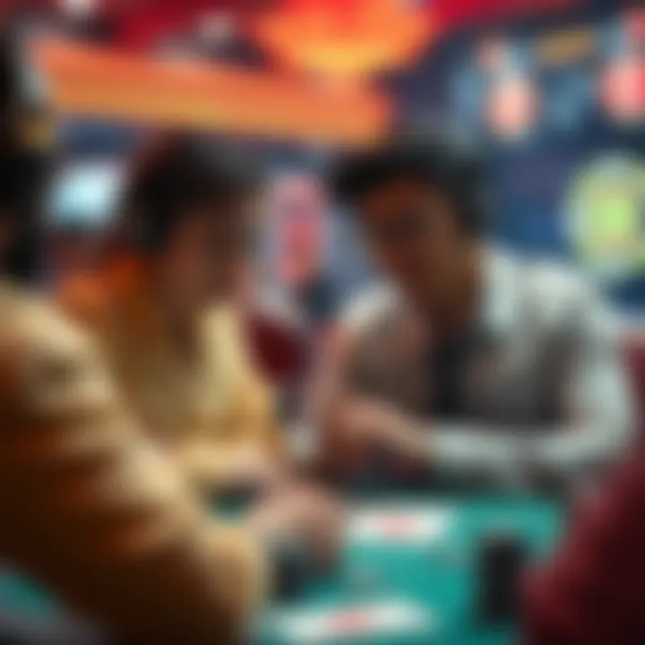 A futuristic representation of a poker game enhanced by voice technology.