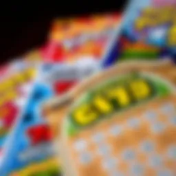 A close-up of colorful scratch-off lottery tickets showcasing various designs and themes