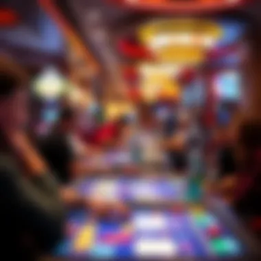 A close-up of gaming tables with players, highlighting the excitement and social aspects of the gambling experience