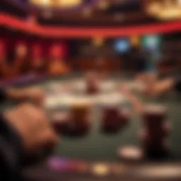 A strategic poker table with chips and cards