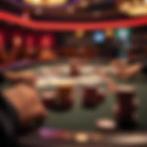 A strategic poker table with chips and cards