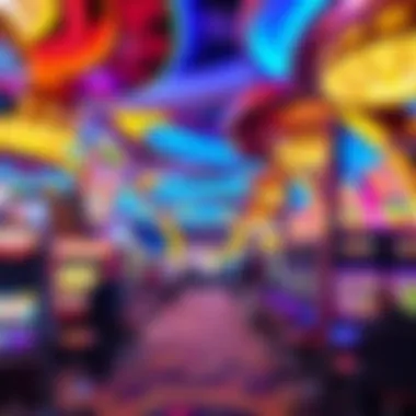 The vibrant interior of a bustling casino floor