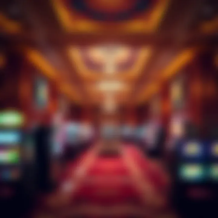 A decorated lobby of a casino showcasing rich history and cultural heritage.