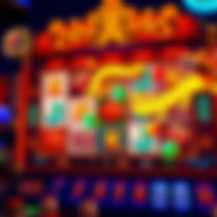 Colorful slot machine interface showcasing thematic elements