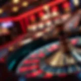 Close-up view of a roulette wheel in motion