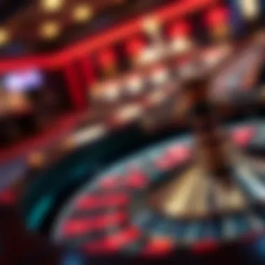 Close-up view of a roulette wheel in motion