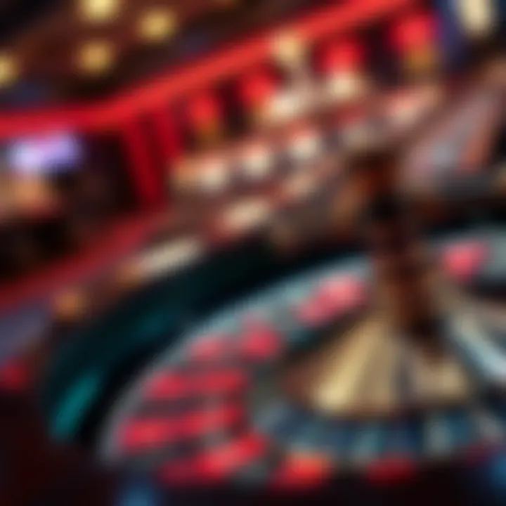 Close-up view of a roulette wheel in motion