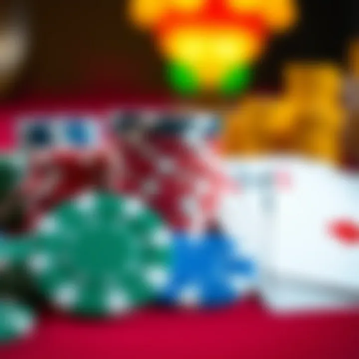 A close-up of colorful gaming chips and cards, symbolizing the fun in recreational gambling