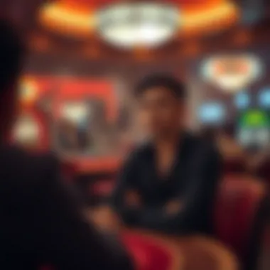 A serene setting with an individual contemplating their gaming strategy, emphasizing mindful gambling