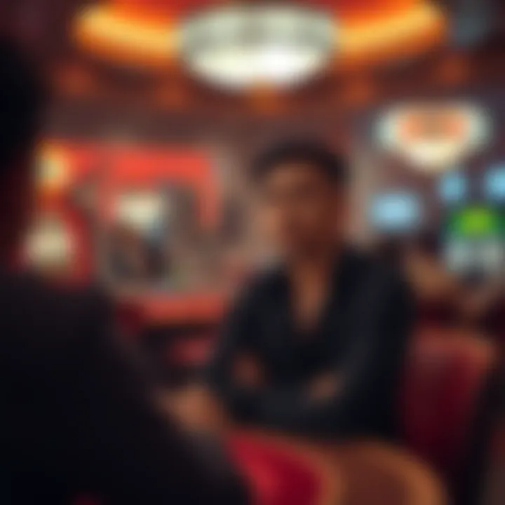 A serene setting with an individual contemplating their gaming strategy, emphasizing mindful gambling