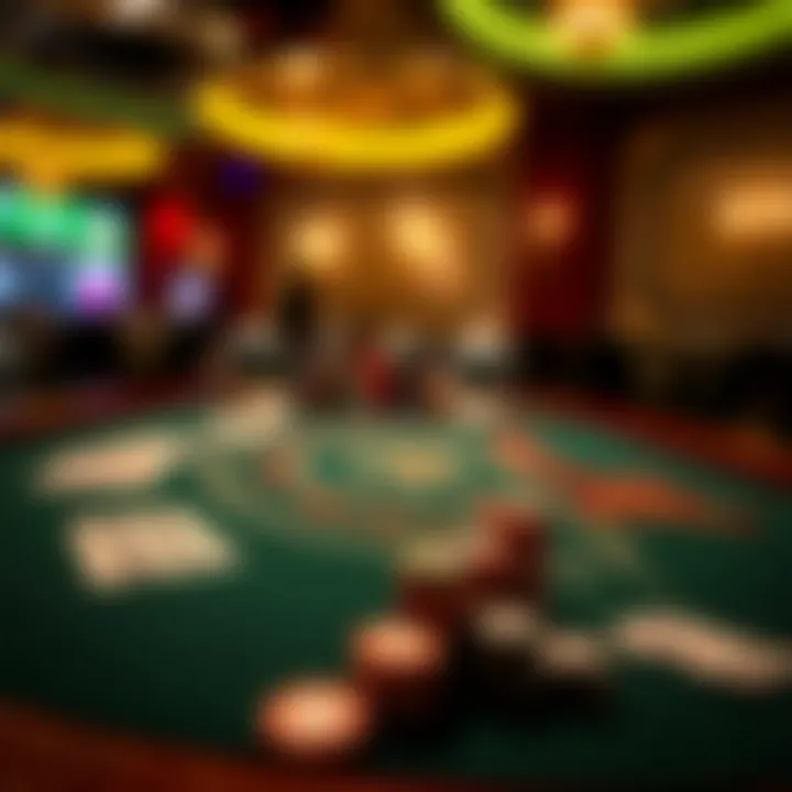 The Art of Blackjack A lively scene of a blackjack table with cards and chips