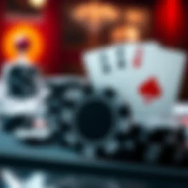 Illustration of poker chips and cards in a digital setting