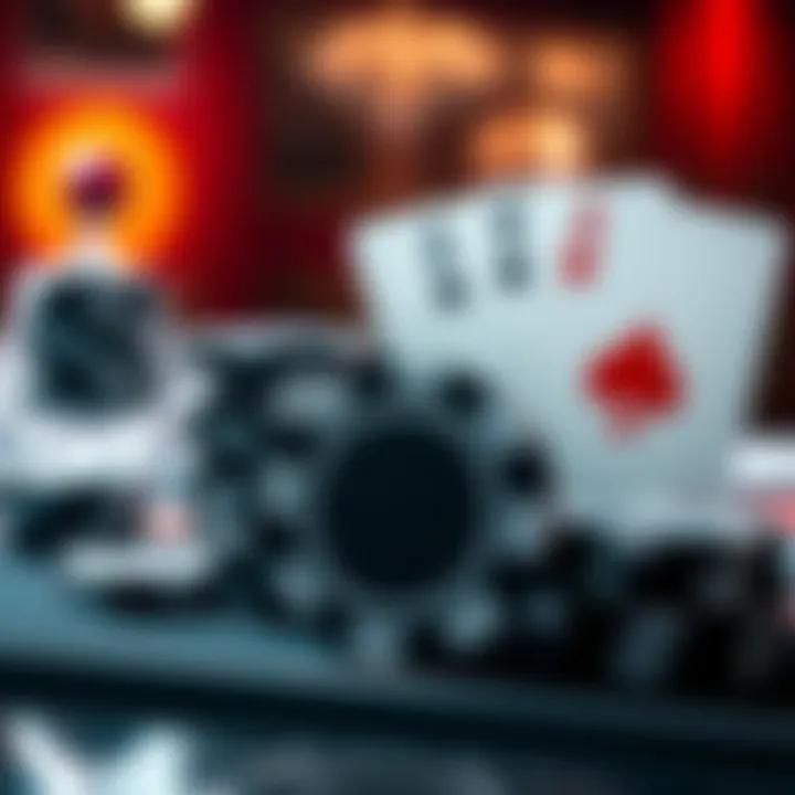 Illustration of poker chips and cards in a digital setting