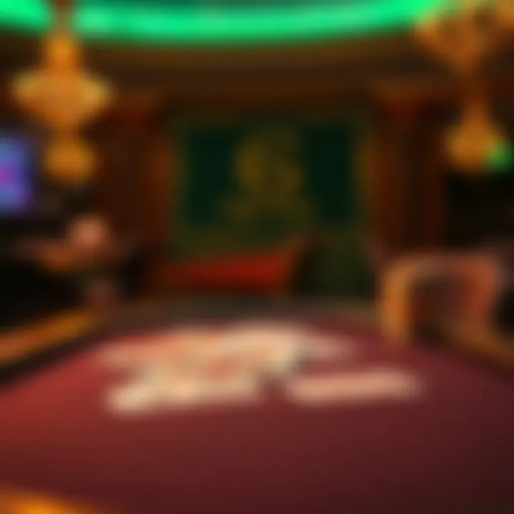 A high-stakes poker table with cards laid out