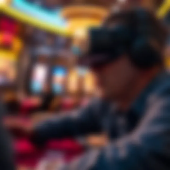 Close-up of VR headset in action during a poker game