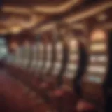 Interior view of a classic casino showcasing vintage slot machines and elegant decor