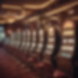 Interior view of a classic casino showcasing vintage slot machines and elegant decor