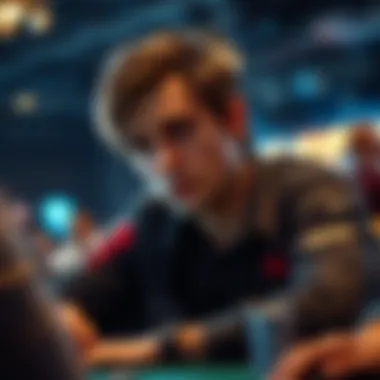 A focused player deep in thought, contemplating strategies during a tournament.