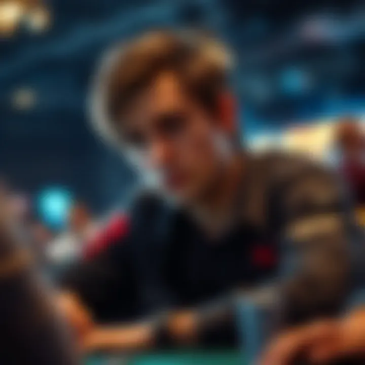 A focused player deep in thought, contemplating strategies during a tournament.