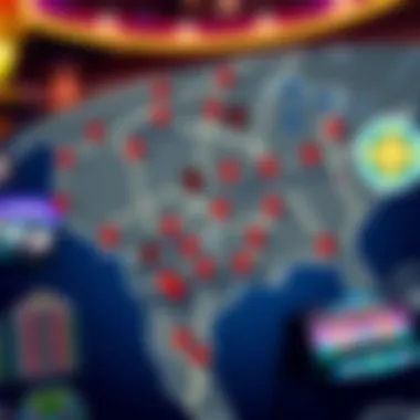 Interactive map showcasing various casino locations