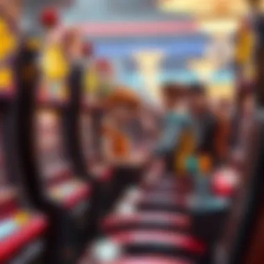 Iconic Characters in Action An illustration of iconic Flintstones characters engaging with slot machines