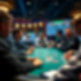 A digital poker tournament interface showcasing diverse players participating in an online game.